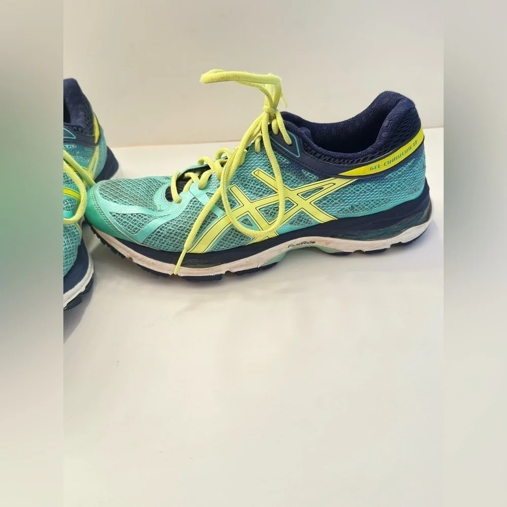 ASICS Women GEL-Cumulus 17 2A 5.5AA Running Shoe Mint/Yellow/Navy